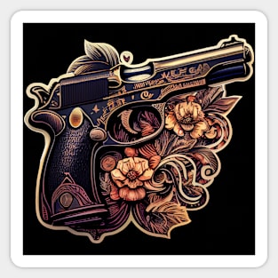 Pistol and flowers Sticker